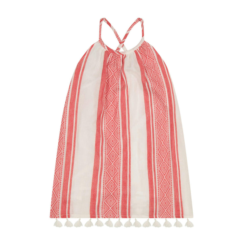 Mini Chantal Girls Dress Red Dobby Stripe, Red Dobby Stripe