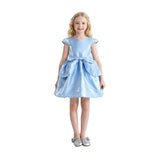 Blue Juliora Puff Sleeve Satin Dress