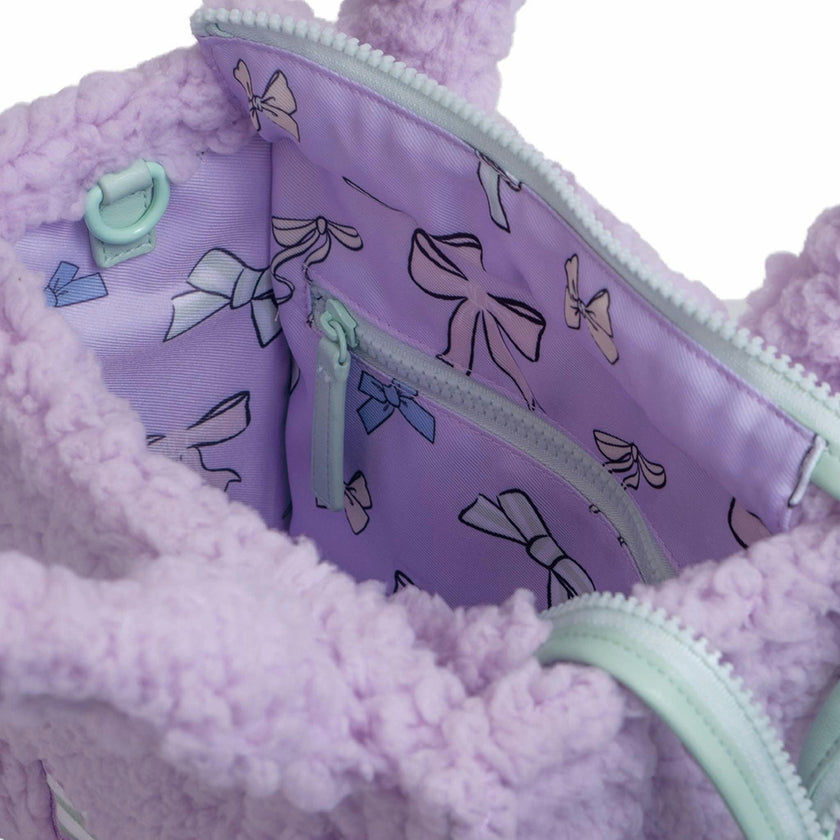 Sherpa Tote Bag – Cozy, Colorful & Convertible with Matching Coin Purse, Bows