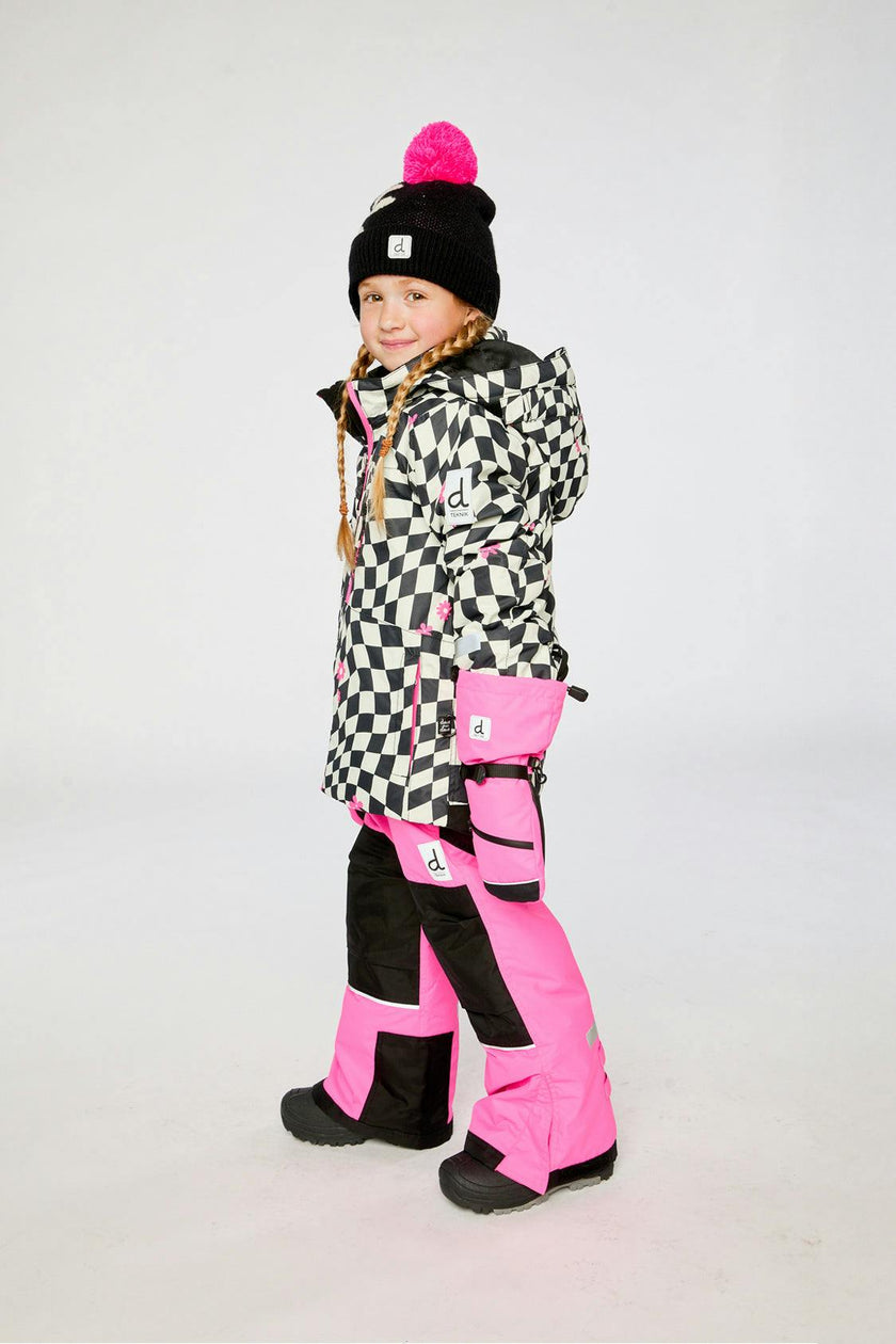 Two Piece Teknik Snowsuit Bright Pink And Checkered