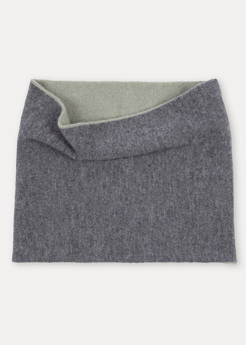 The Cashmere Grey Green Reversible Snood