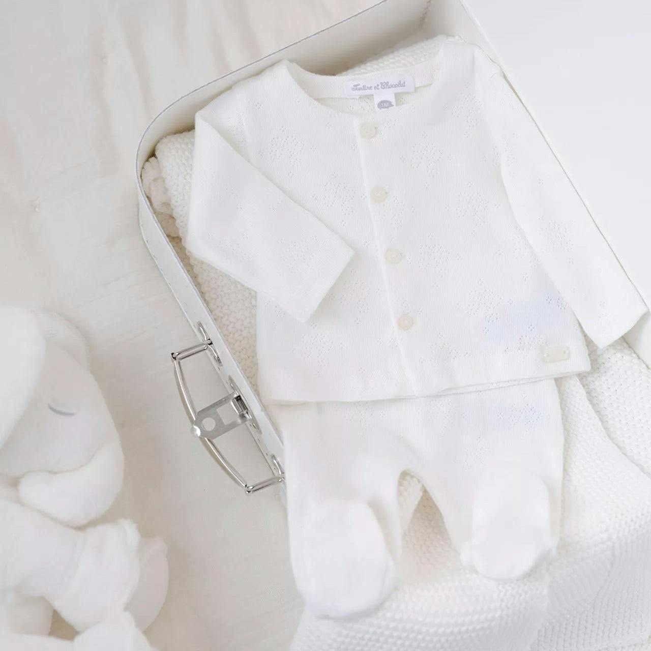 TARTINE ET CHOCOLAT Pointelle Organic Baby Set + Hat