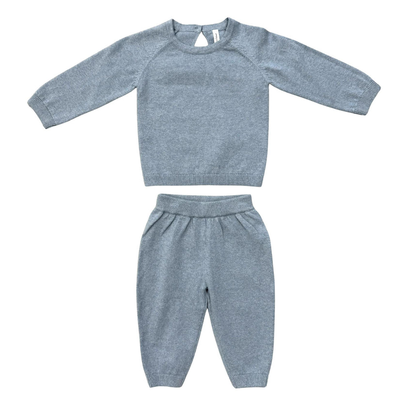 Baby Boy Soft Knit Baby Set in Teal Marble