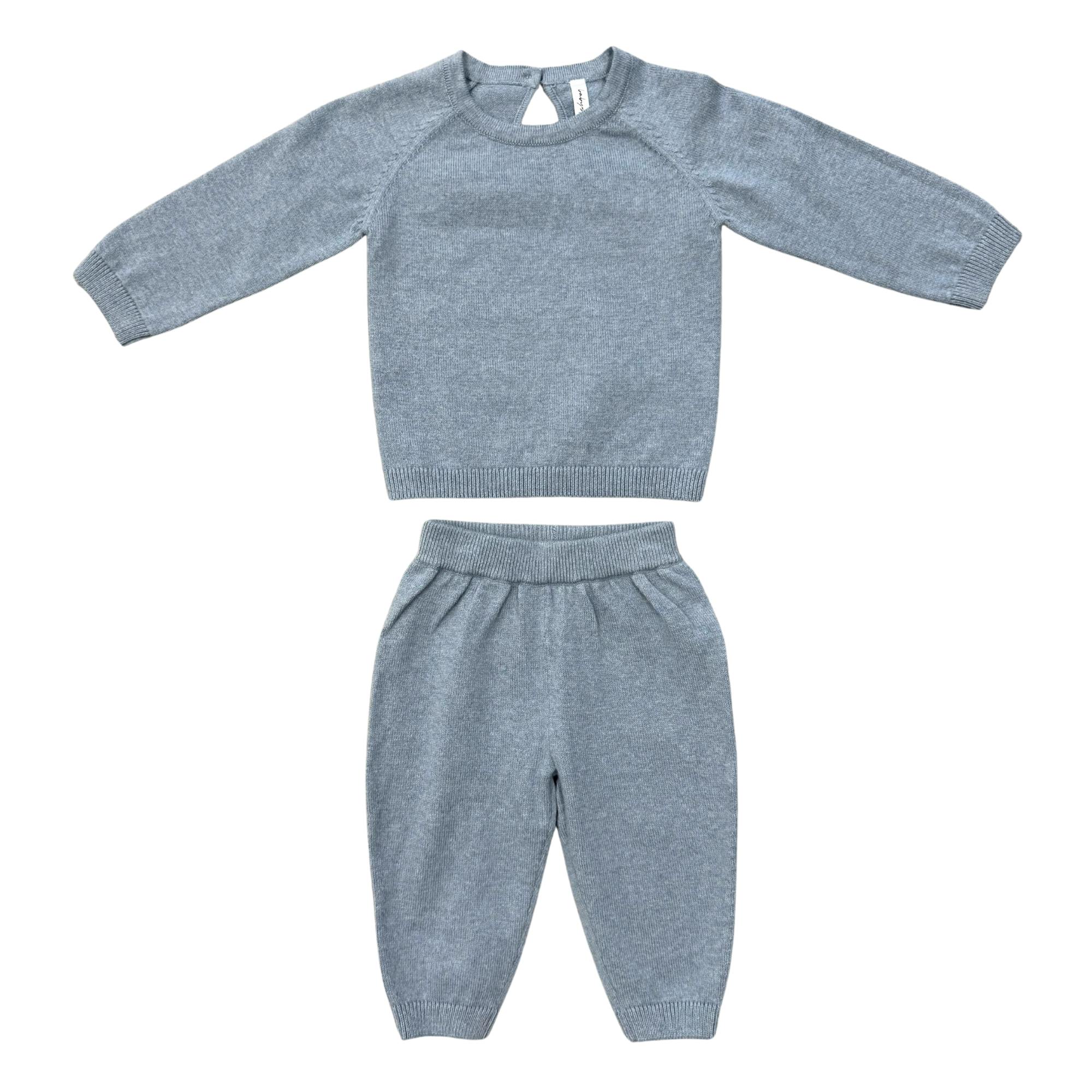 Baby Boy Soft Knit Baby Set in Teal Marble