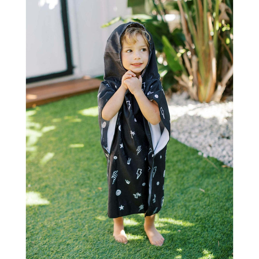 Kids Hooded Beach Poncho - Quick Dry Pool & Swim Towel