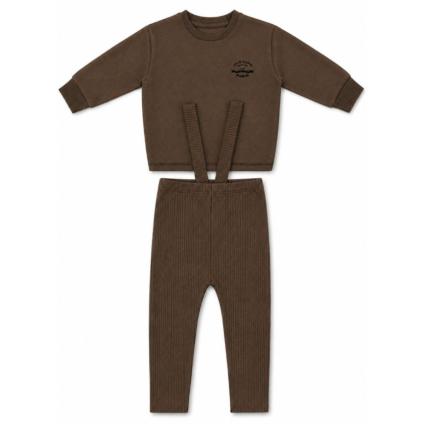 French Fleece And Rib Overall Set