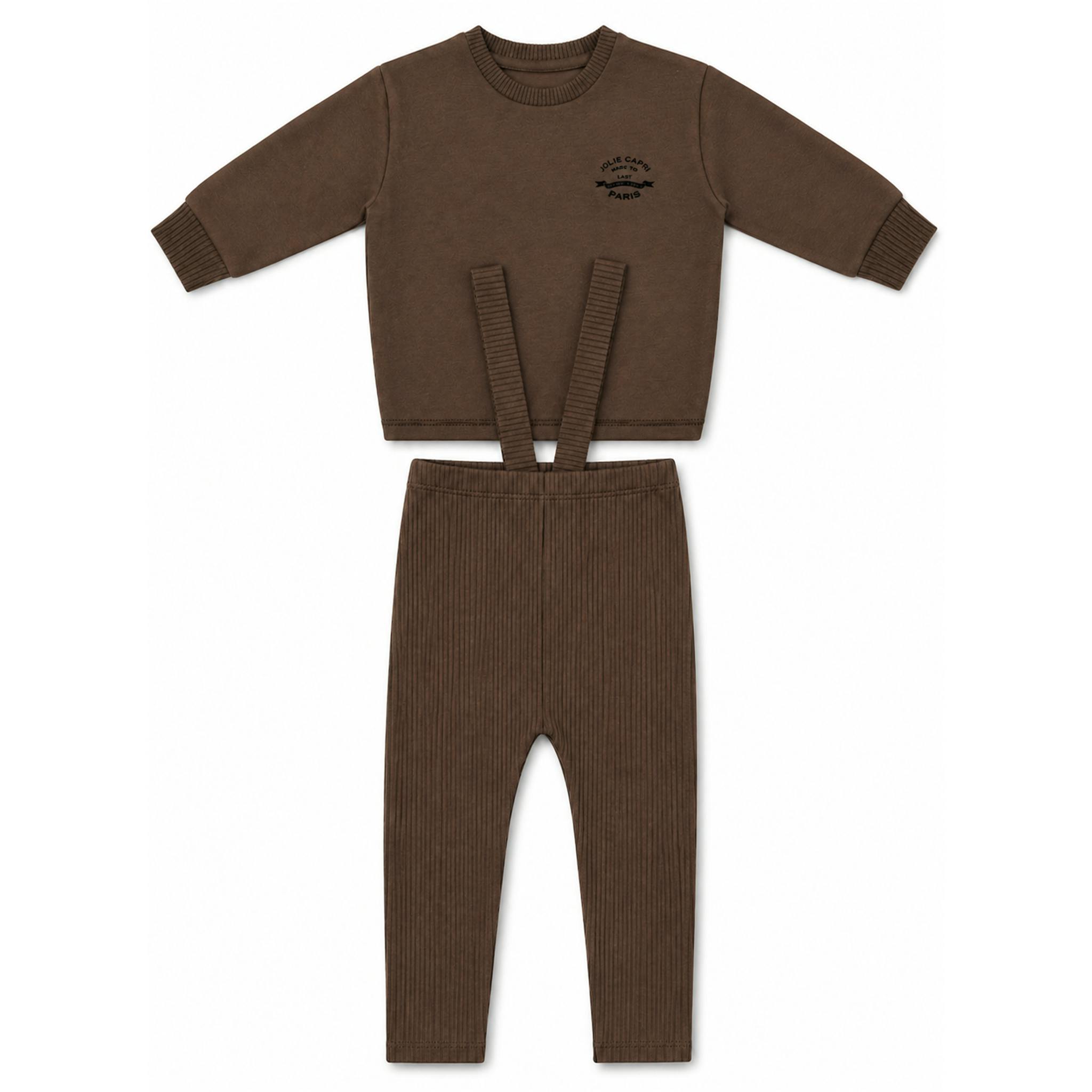 French Fleece And Rib Overall Set
