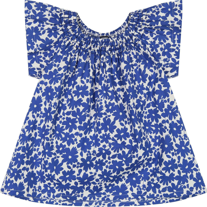 Molly Smocked Neck Flutter Sleeve Top