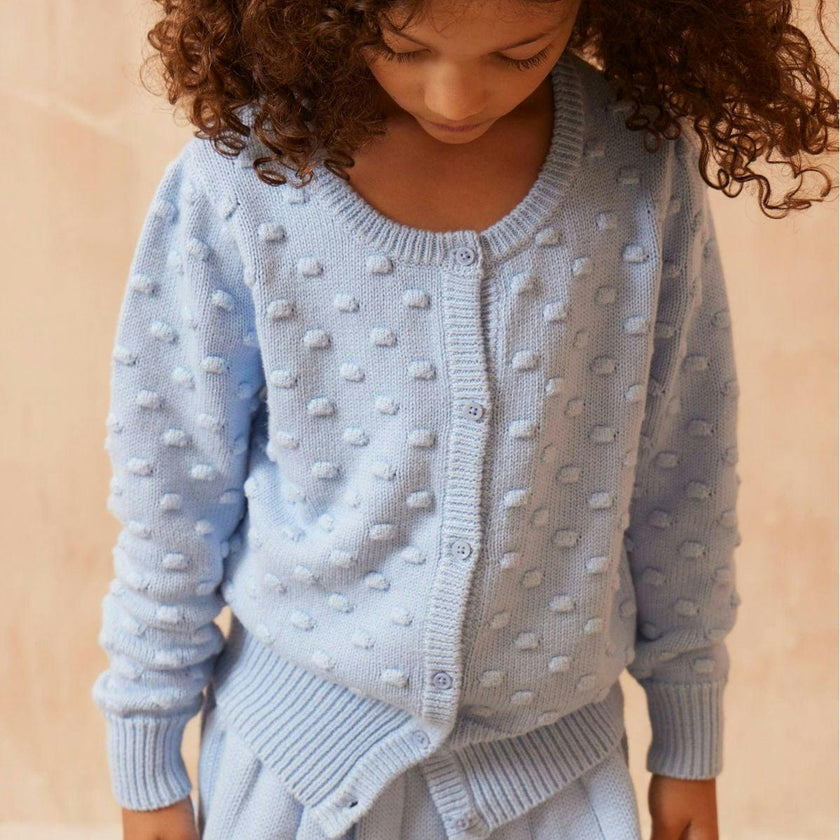 Popcorn Knit Cardigan | Sky