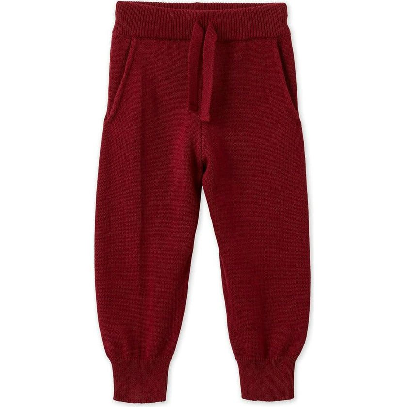 Organic Cotton Knit Joggers, Red