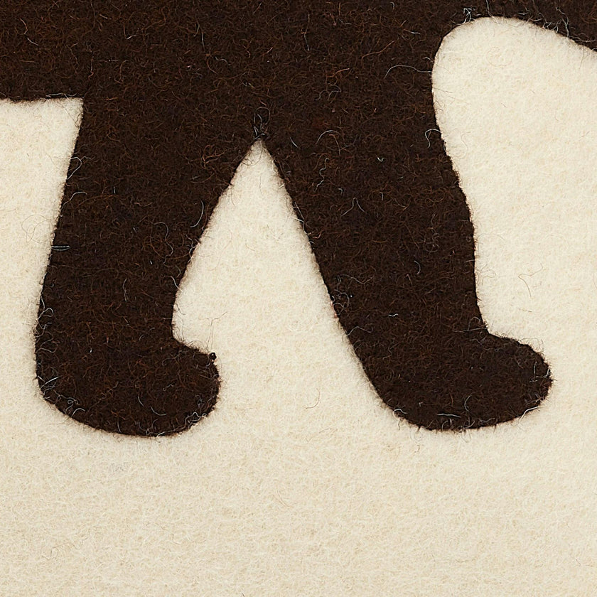 Hand Felted Wool Pillow - Brown Bear Silhouette Cream - 20" Arcadia Home
