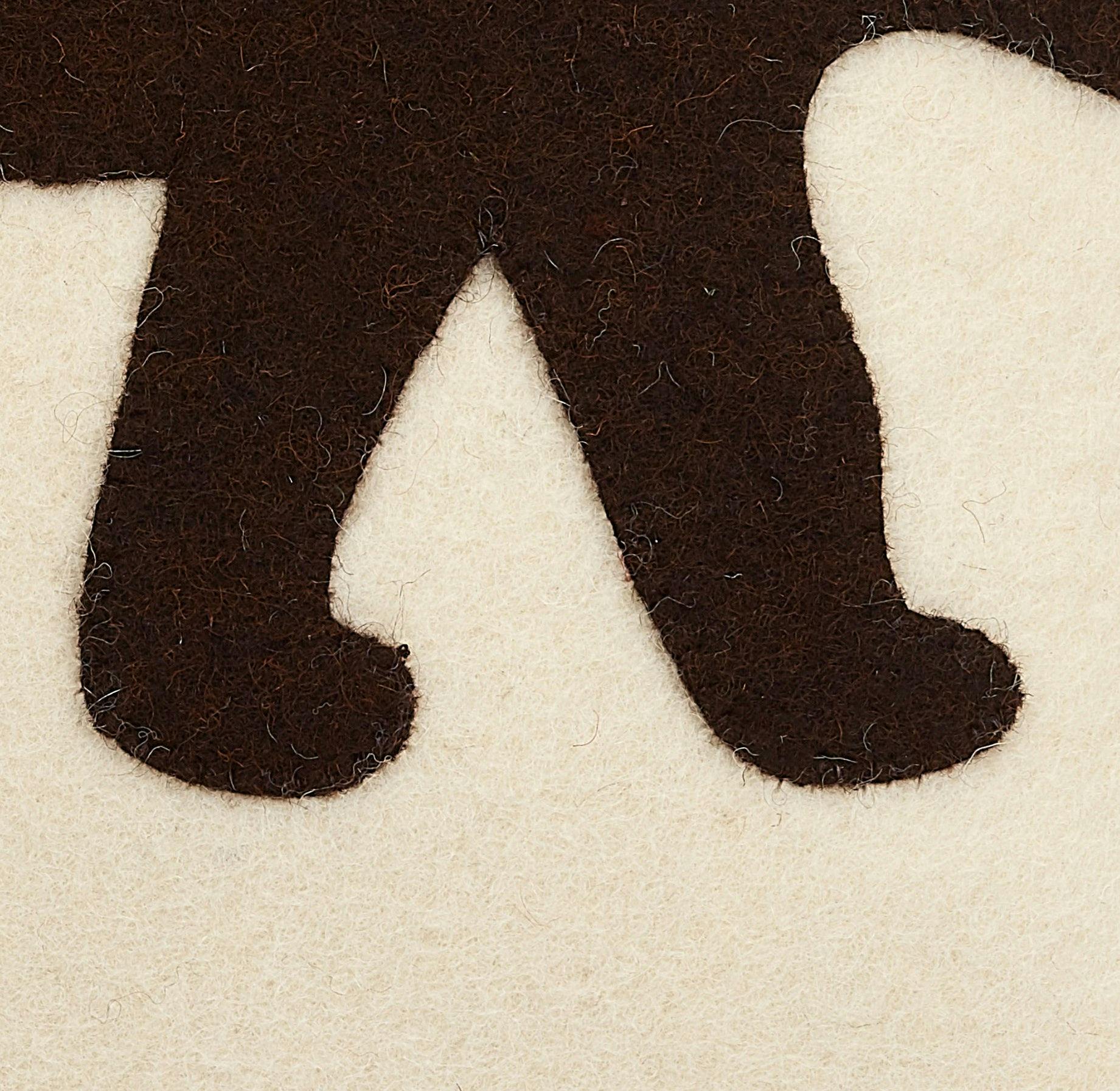 Hand Felted Wool Pillow - Brown Bear Silhouette Cream - 20