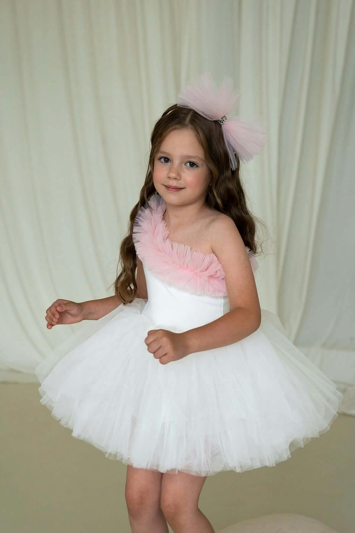 Pink Ruffle One Shoulder Tutu Dress