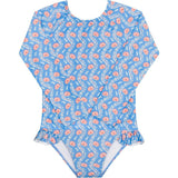 Girls Blue Primrose Rashguard One Piece