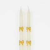 Gold Bow Taper Candles