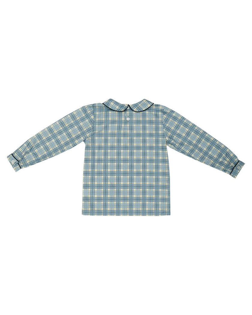 Piped Peter Pan Top in Marta Plaid