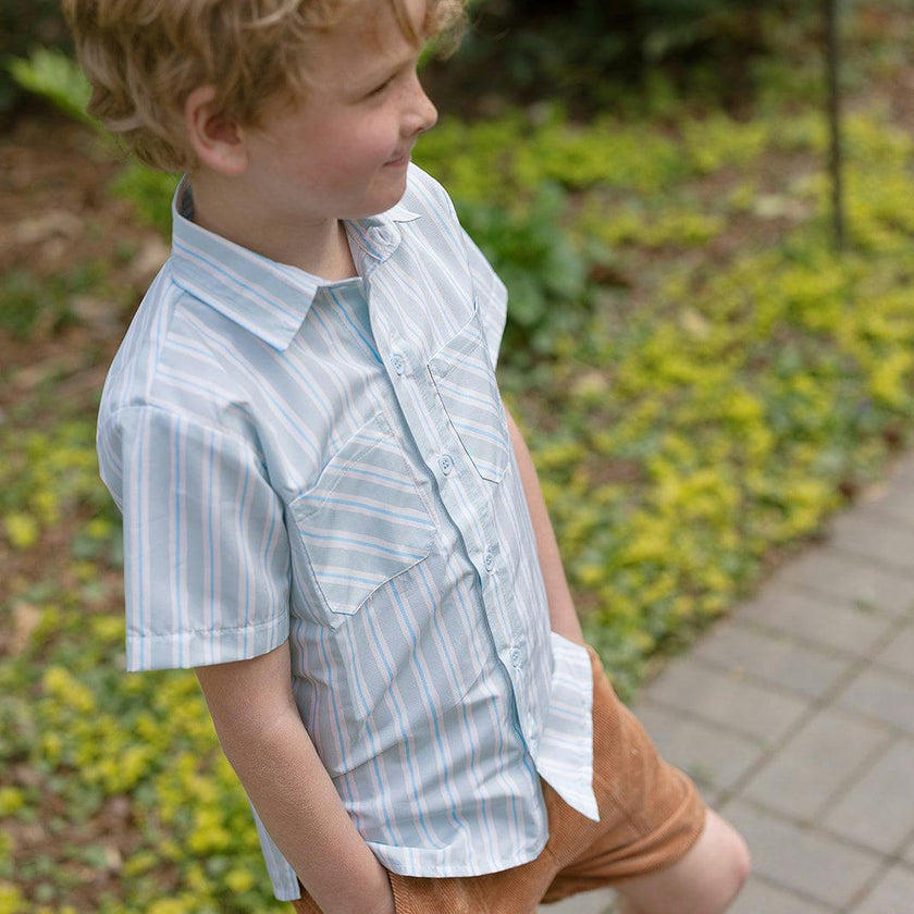 Sporting Shirt in Stripe In Blue Jay