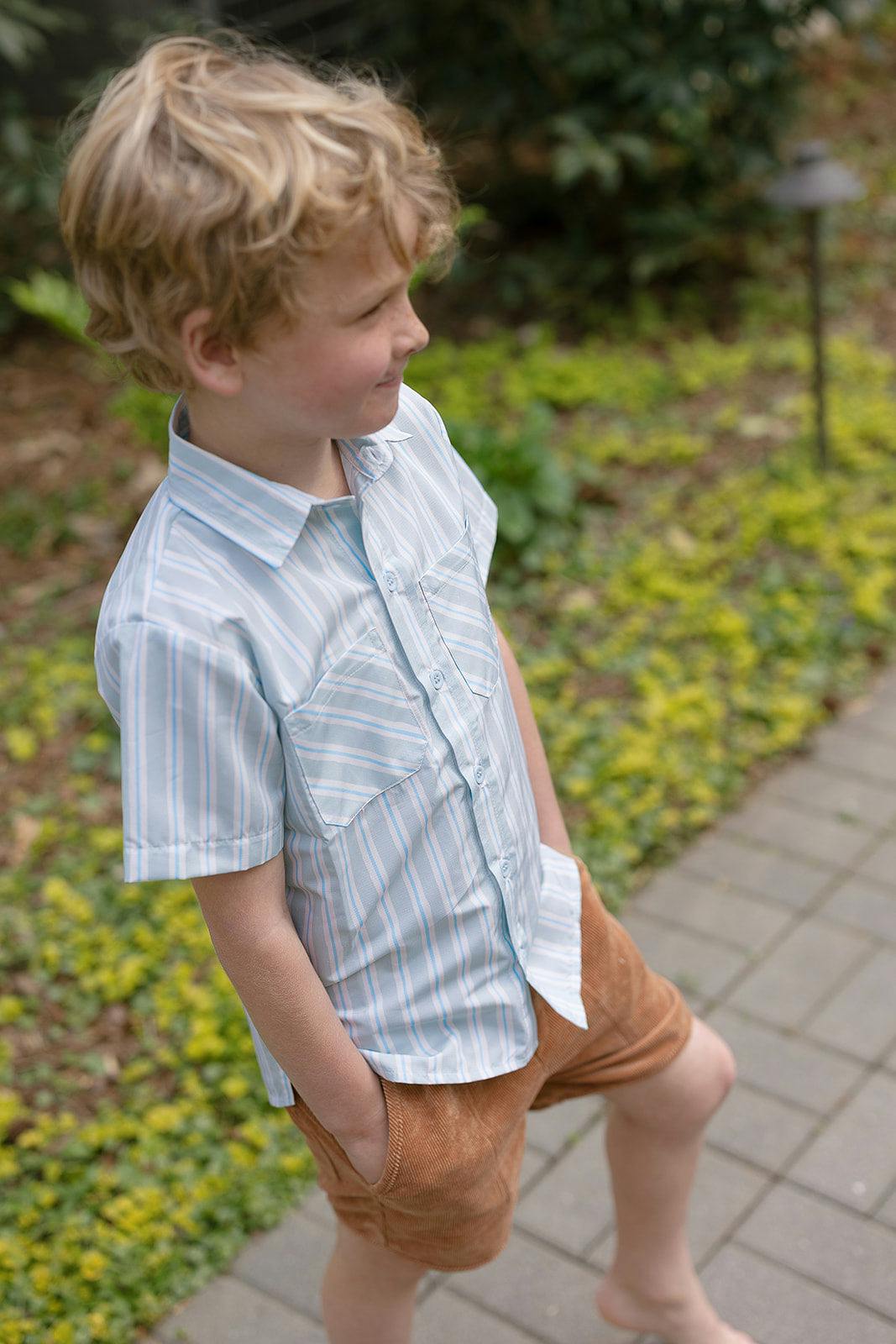 Sporting Shirt in Stripe In Blue Jay