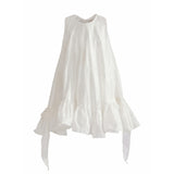 White Marcelline Ruffle Hem Dress