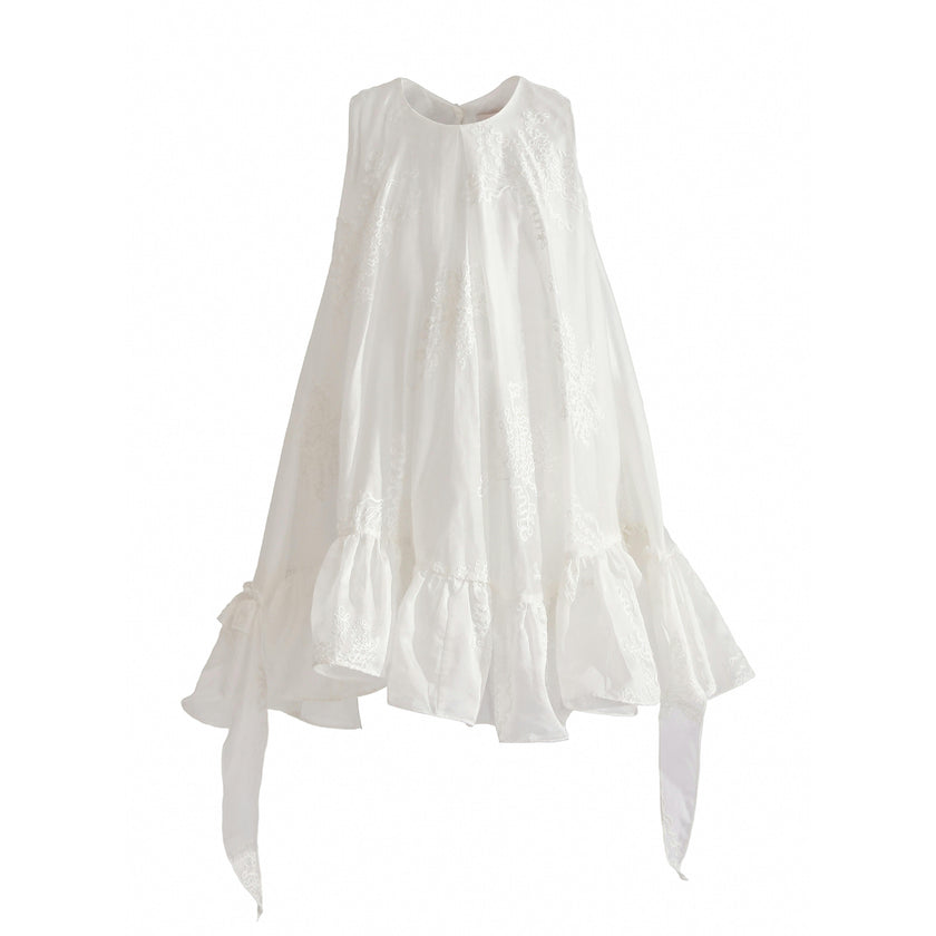 White Marcelline Ruffle Hem Dress
