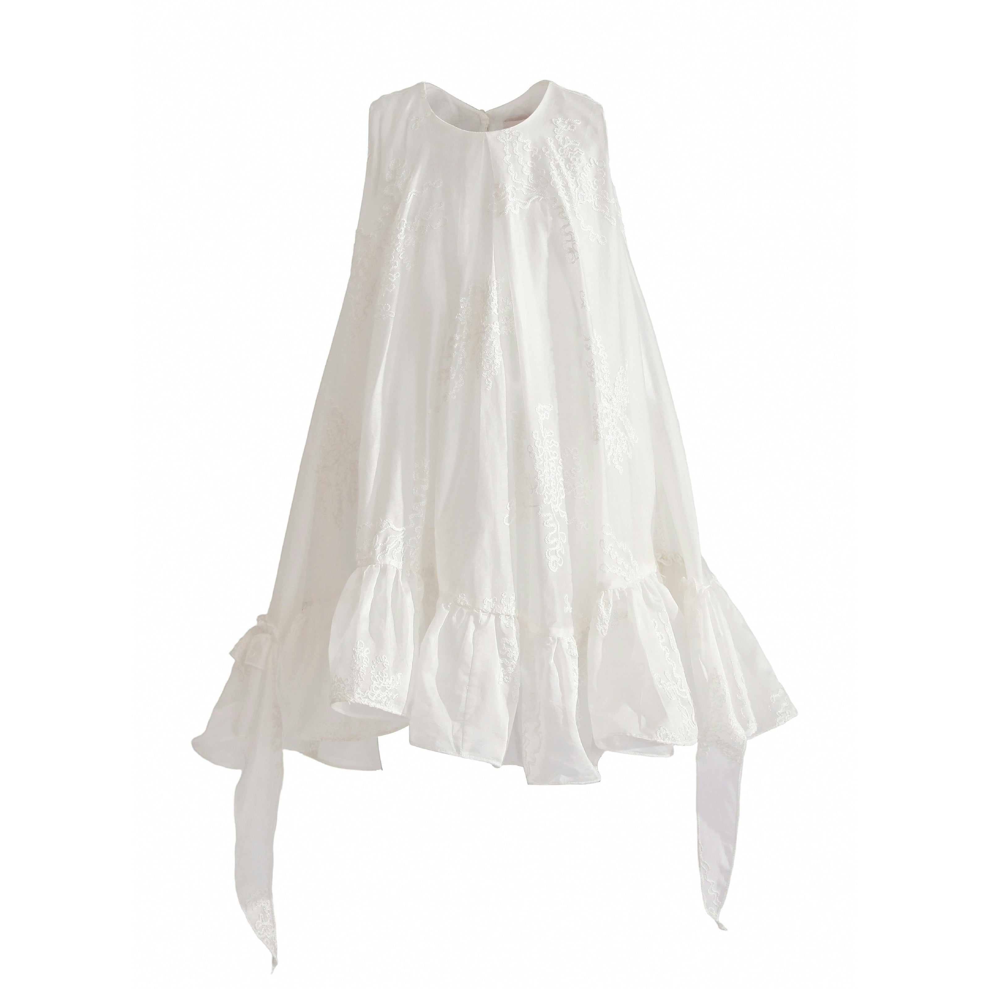 White Marcelline Ruffle Hem Dress