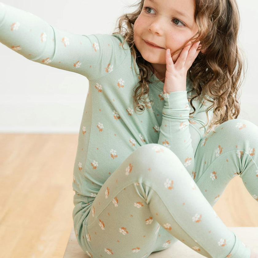 Modal Pajama Set, Seafoam Floral