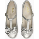 Nicky Hilton x La Coqueta Silver Tessa Leather Girl T-Bar Shoes