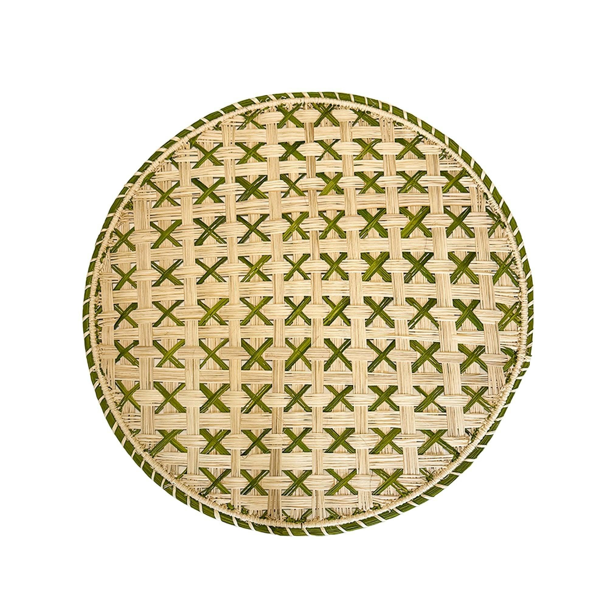 Set of 4 Handwoven Verde Trellis Charger