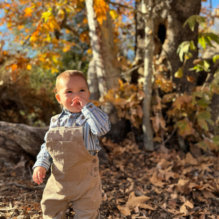JASPER Navy Multi Plaid Woven Onesie