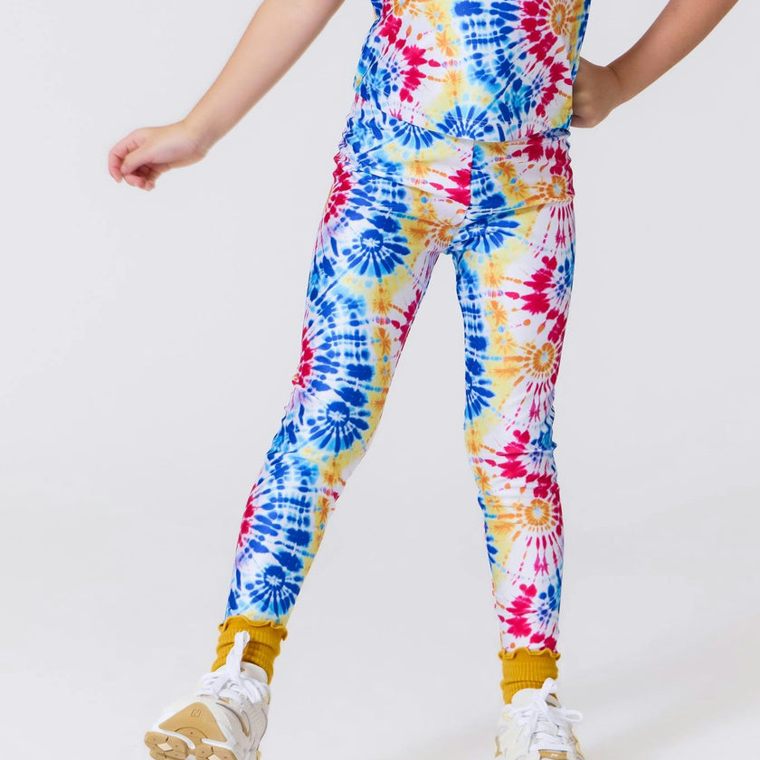 Girls Hi-Shine Leggings in Starburst Tie Dye