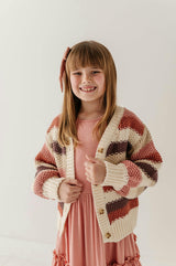 Girls Chunky Knit Cardigan in Multicolor