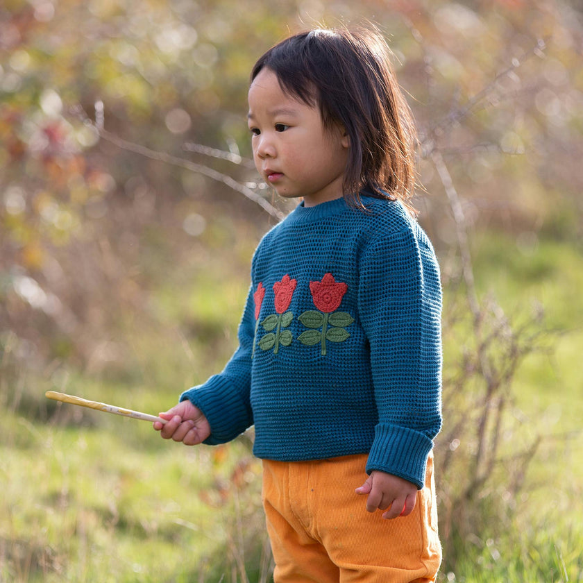 Tulips Knitted Jumper, Blue