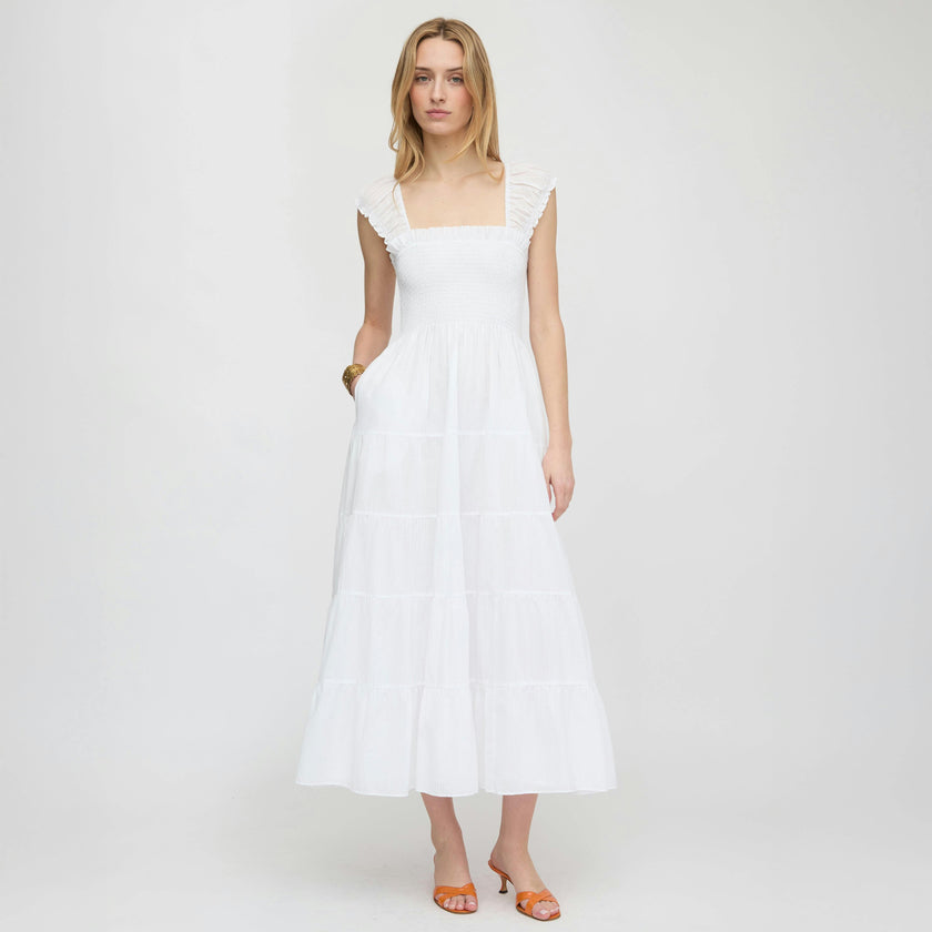 The Stella Nap Dress - White Shadow Stripe