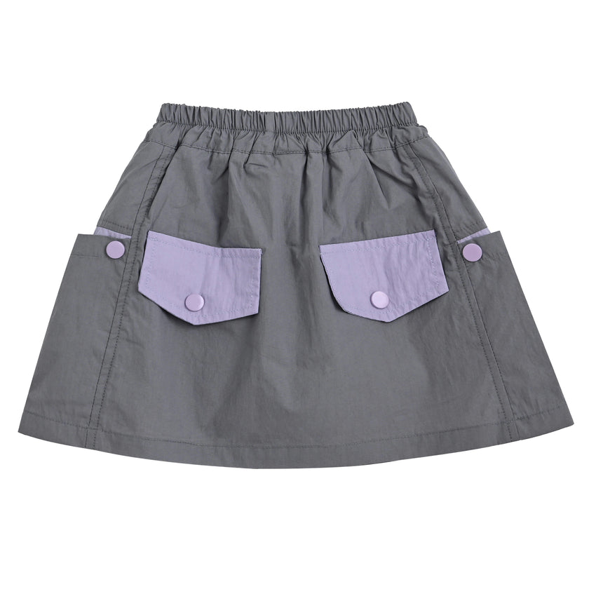 Gray Skirt with Pocket Trim