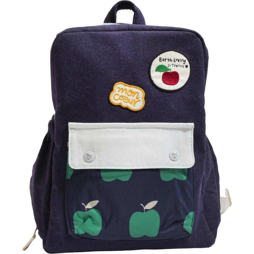 Apple Print Padded Adjustable Buckle Strap Zipper Backpack
