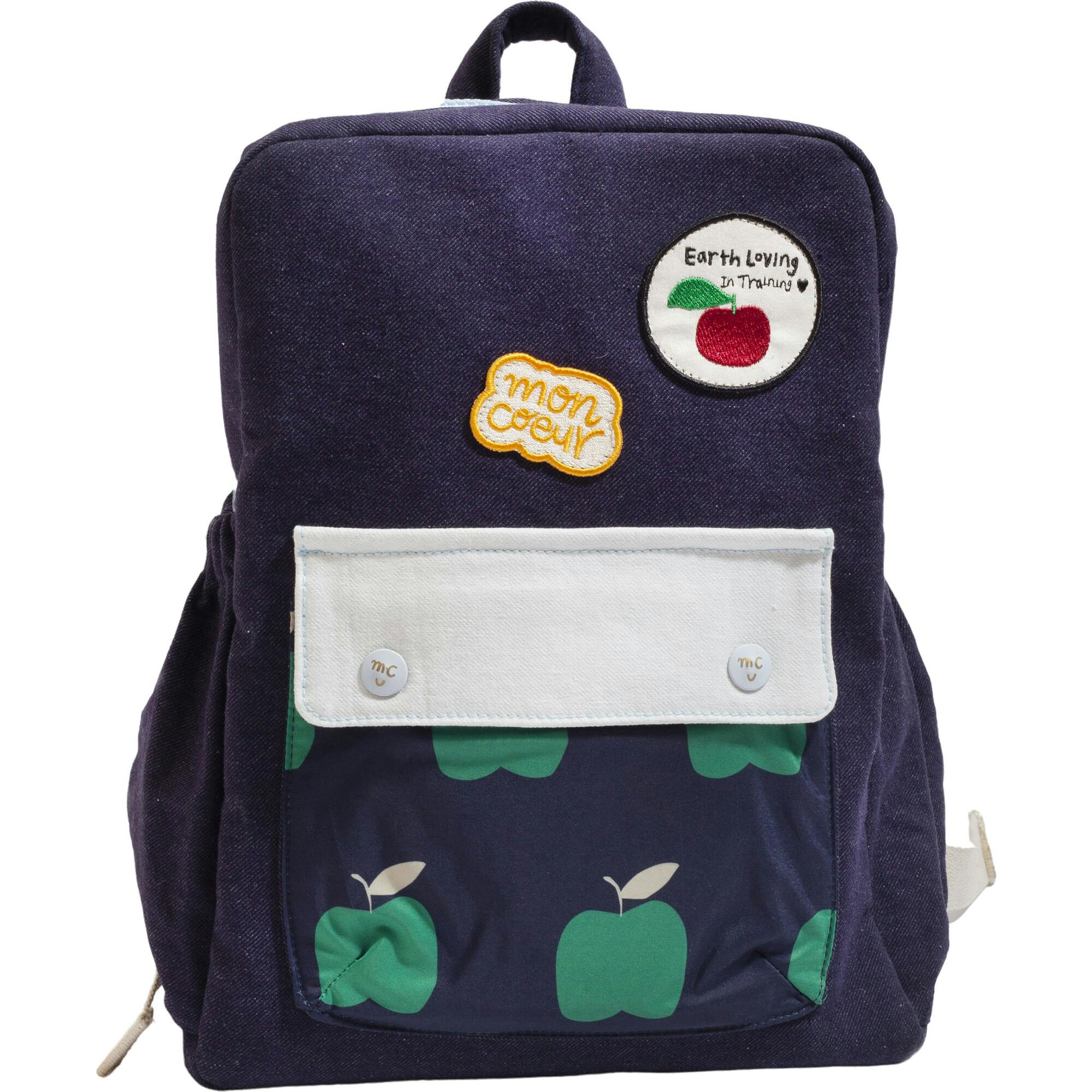 Apple Print Padded Adjustable Buckle Strap Zipper Backpack