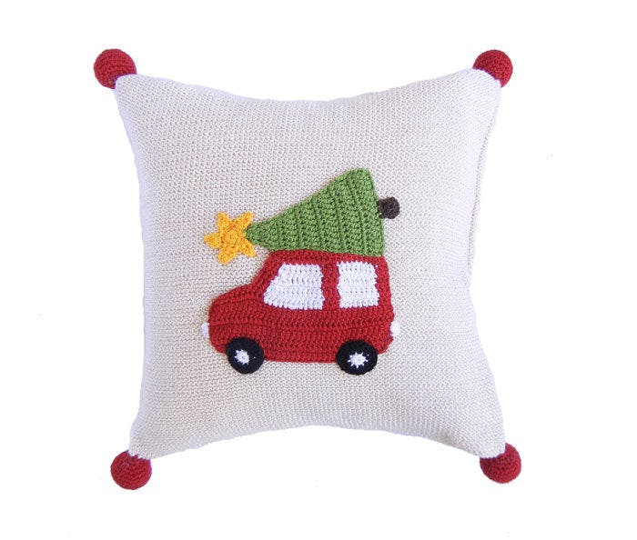 Car with Christmas Tree Pillow