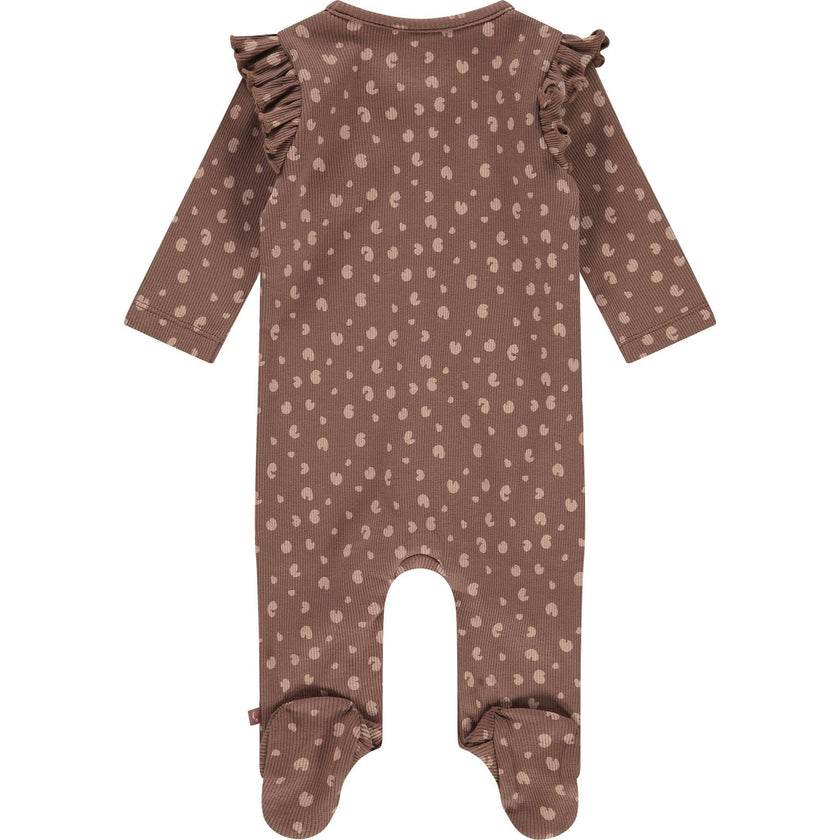 All-Over Spotted Graphic Ruffle Shoulder Romper