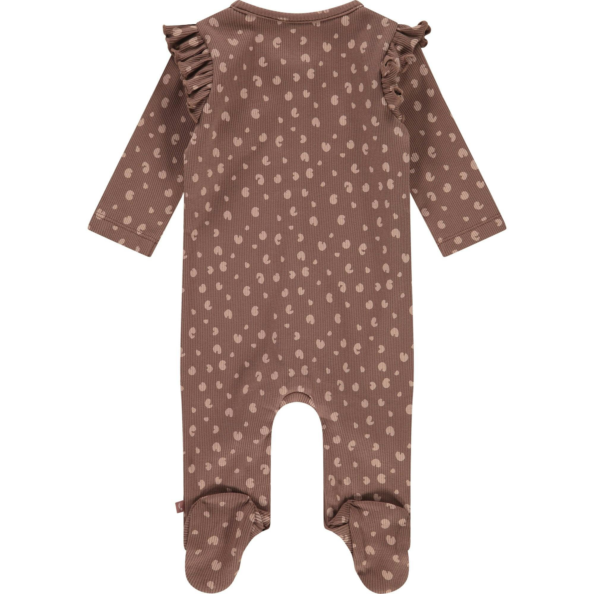 All-Over Spotted Graphic Ruffle Shoulder Romper