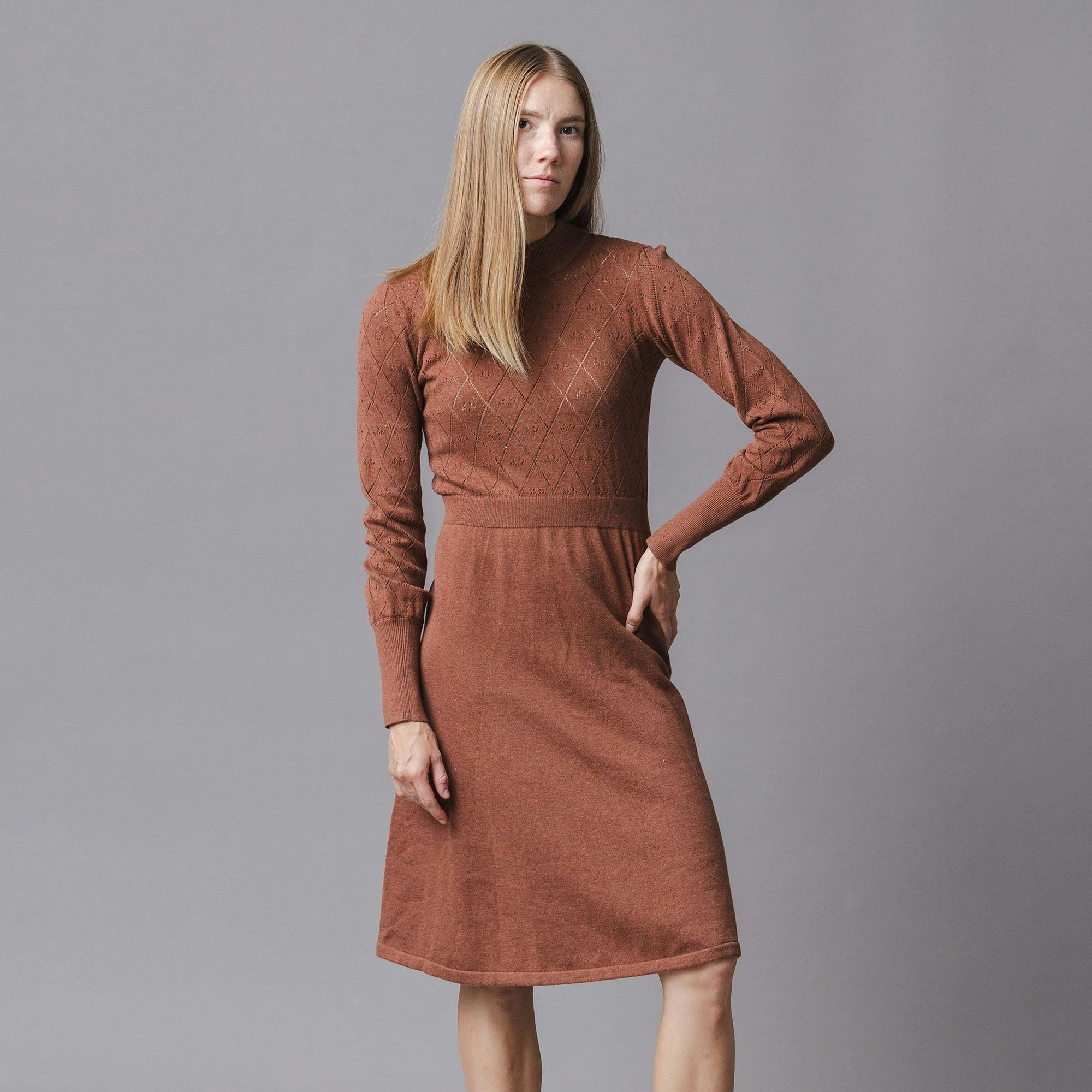 Organic Puff Sleeve Pointelle Sweater Dress