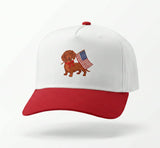 USA DACHSHUND Printed Patriotic Hat, White/Red