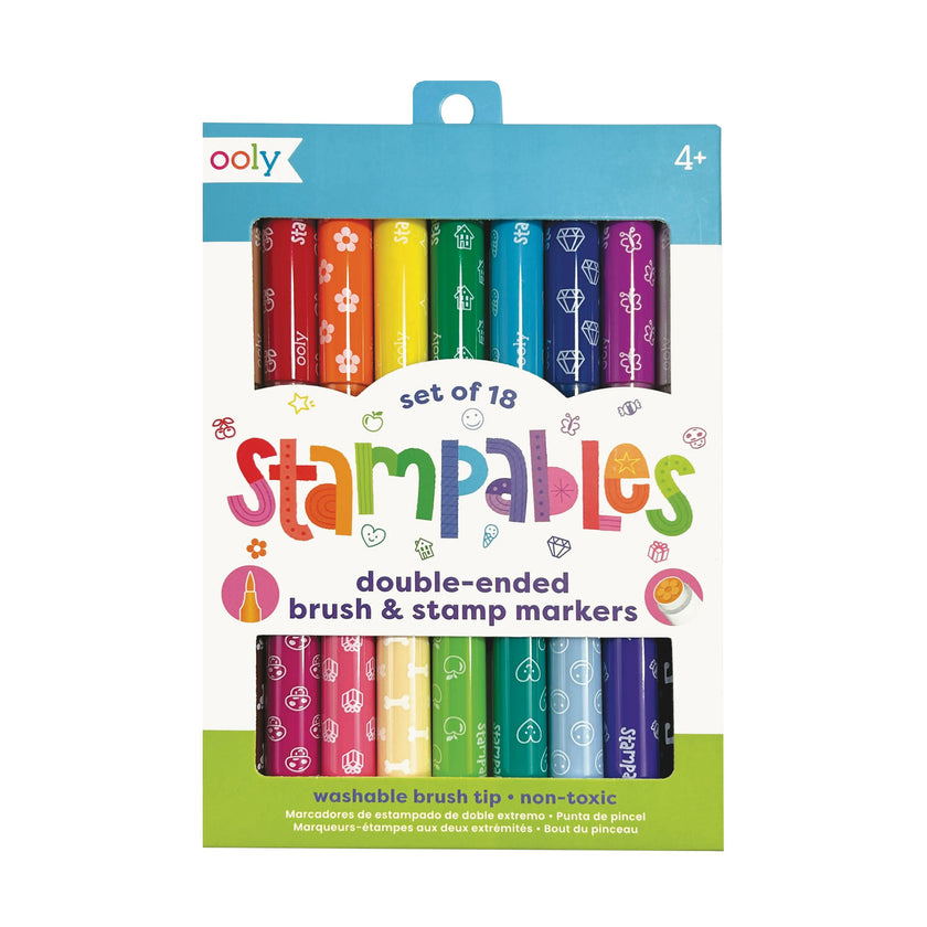 Stampables Double-Ended Stamp & Brush Markers - Set of 18