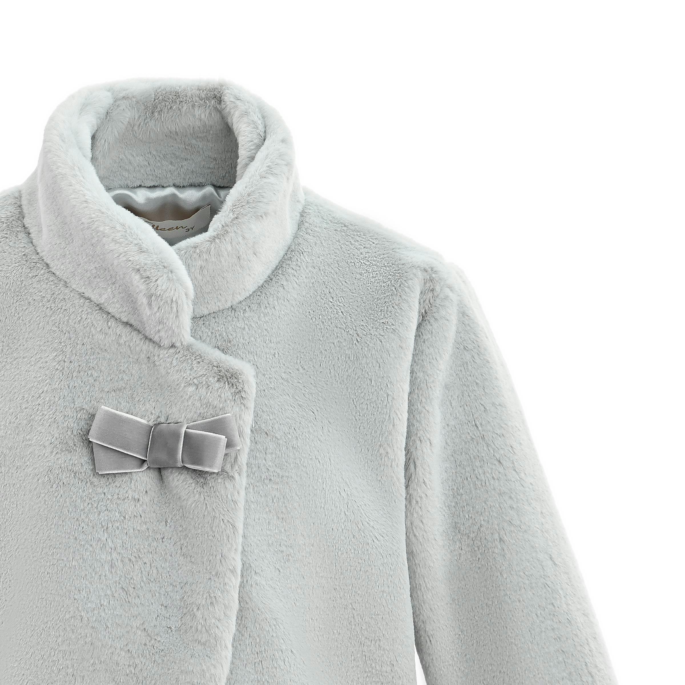 Gray Plush Asymmetrical Coat