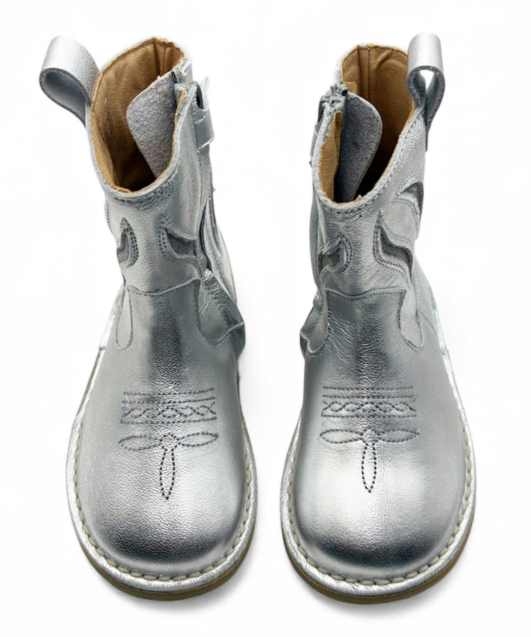 Jessie Kids Cowboy Boot - Silver Leather