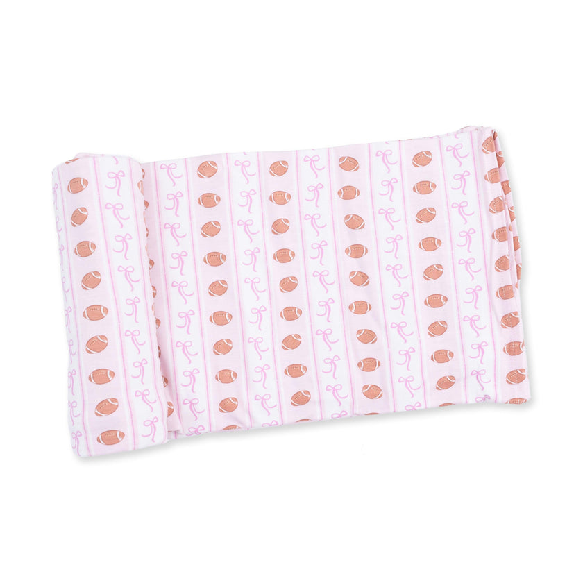 Football Bow Stripe - Swaddle Blanket