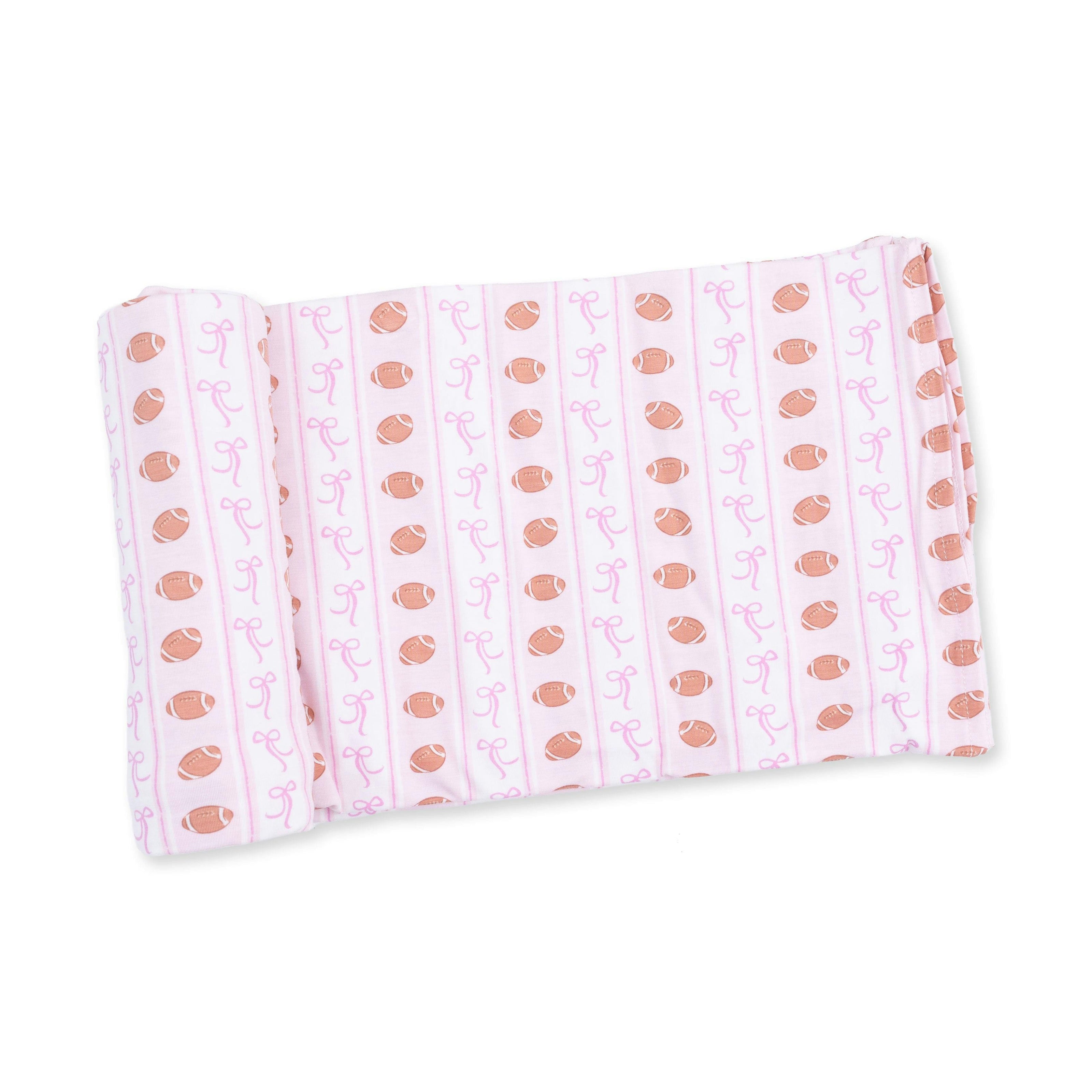 Football Bow Stripe - Swaddle Blanket
