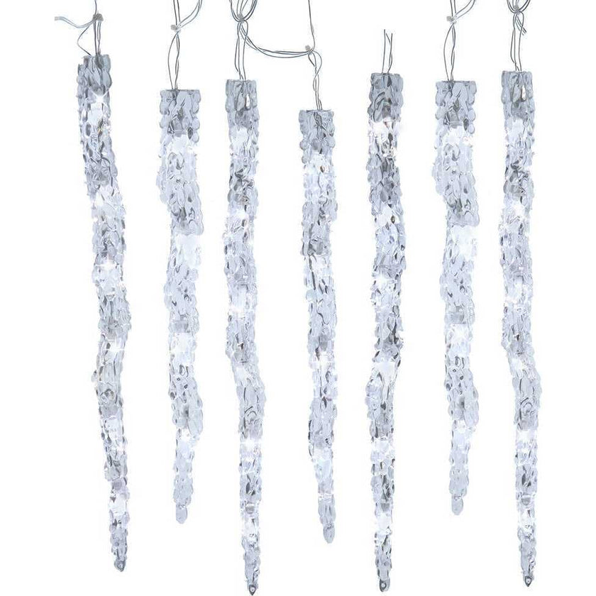 UL 60-Light Dual Color Pure White/Warm White LED 12-Piece Icicle String Light Set