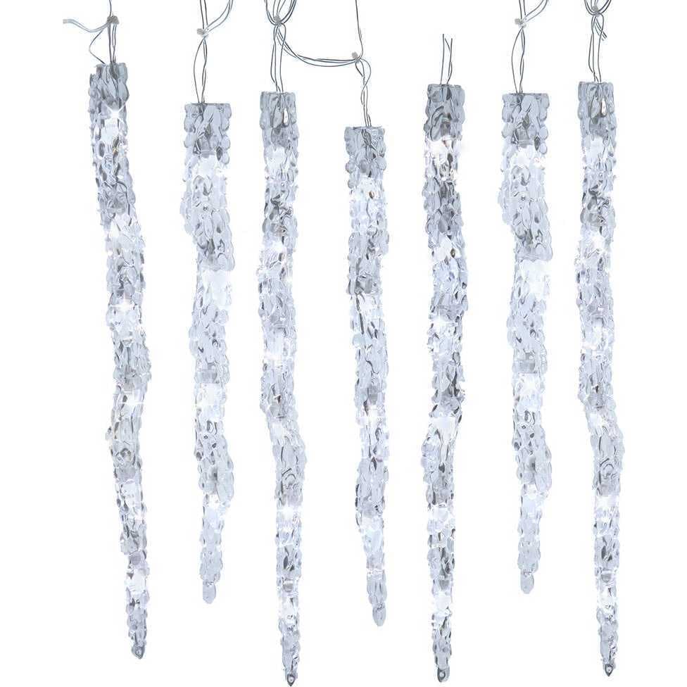UL 60-Light Dual Color Pure White/Warm White LED 12-Piece Icicle String Light Set