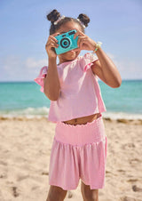 Pink Crystal Ruffle Short Set