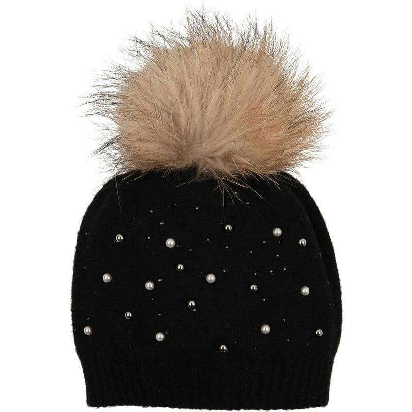 Pearl Studded Wool Hat (Snap On Pom Sold Separately)